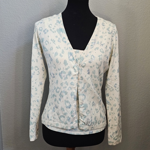 Karen Kane Sweaters - Vintage Karen Kane Sequin Leopard Sweater Top & Cardigan Medium